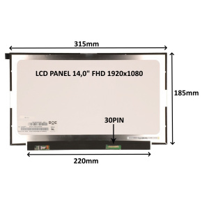 LCD PANEL 14,0'' FHD 1920x1080 30PIN MATNÝ IPS / BEZ ÚCHYTOV