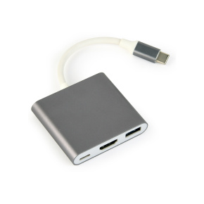 GEMBIRD Multi-adapter USB typu C, sivý