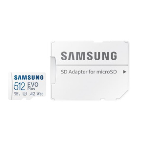 Samsung EVO Plus/micro SDXC/512GB/UHS-I U3 / Class 10/+ Adaptér/Bílá