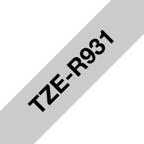 Brother TZE-R931 čierna na strieborné, 12 mm, textilná páska
