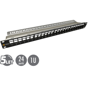 19'' modulární neosazený patch panel Solarix 24 portů 1U SX24M-0-STP-BK-UNI-N