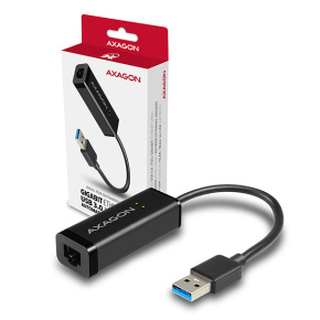 AXAGON ADE-SR, USB-A 3.2 Gen 1 - Gigabit Ethernet sieťová karta, auto inštal, čierna