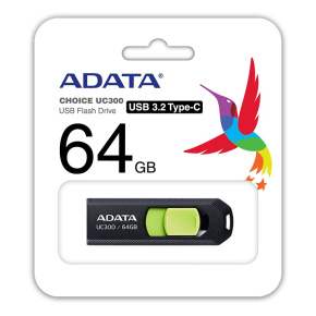 ADATA UC300/64GB/USB 3.2/USB-C/Čierna