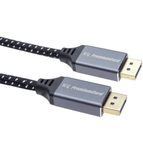 PremiumCord DisplayPort 1.4 prípojný kábel, kovové a pozlátené konektory, 1,5m