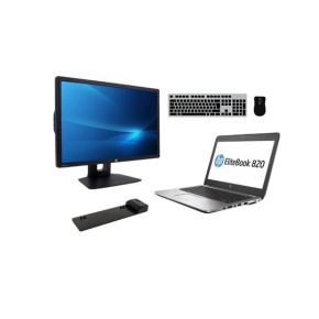 Notebook HP EliteBook 820 G3 (Touchscreen) + Docking station HP DIB Ultra Slim B9C86AV + Monitor HP Z24i 24" - Repas