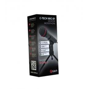 Stolný mikrofón C-TECH MIC-01, 3,5" stereo jack, 2.5m