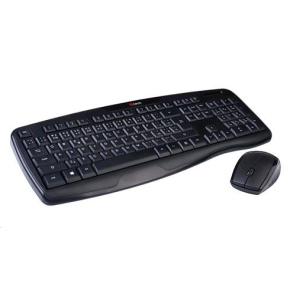 Klávesnica C-TECH WLKMC-02, bezdrôtový combo set s myšou, ERGO, čierny, USB, CZ/SK