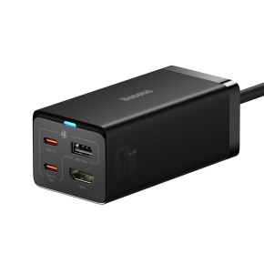 Baseus Nabíjačka do siete GaN5 Pro 2x USB-C/USB-A/HDMI 67W kábel 1.5m/USB-C kábel 1m čierna