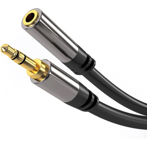 PremiumCord HQ tienený predlžovací kábel Jack 3.5mm - Jack 3.5mm M/F 1,5m