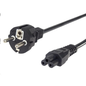 Napájací kábel PREMIUMCORD 230V pre NTB 2m (3pin C5, trojlístok, "Mickey Mouse")