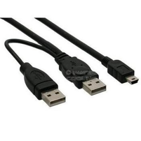 PremiumCord USB 2.0 napájací Y kábel A/M + A/M -- A/M mini 0.4m + 0.5m