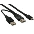 PremiumCord USB 2.0 napájací Y kábel A/M + A/M -- A/M mini 0.4m + 0.5m