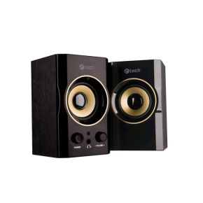 Reproduktor C-Tech SPK-11, 2.0, Wood, Black-Gold, Jack/USB