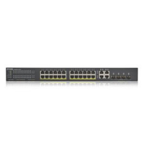 Zyxel GS1920-24HPv2, 28 Port Smart Managed PoE Switch 24x Gigabit Copper PoE and 4x Gigabit dual pers., hybrid mode, sta