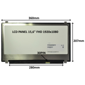 LCD PANEL 15,6'' FHD 1920x1080 30PIN MATNÝ / ÚCHYTY HORE A DOLE