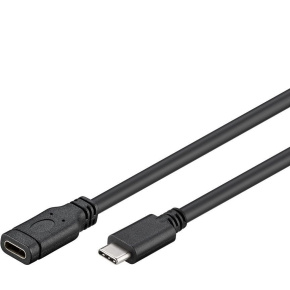 PremiumCord Predlžovací kábel USB 3.1 konektor C/male - C/female, čierny, 2m