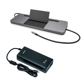 i-tec USB-C Metal Low Profile Triple Display Docking Station + Power Delivery 85 W Charger 112W (bundle)