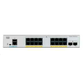 Catalyst C1000-16P-2G-L, 16x 10/100/1000 Ethernet PoE+ portu a 120W PoE budget, 2x 1G SFP uplinks