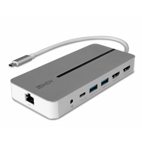 Lindy Dokovacia Stanica USB 3.1 Typ C, 2xHDMI (Dual Display), 2xUSB 3.0, Gigabit LAN, (PD 3.0 100W), 0.25m