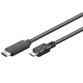PremiumCord USB-C/male - USB 2.0 Micro-B/Male, čierny, 0,6m