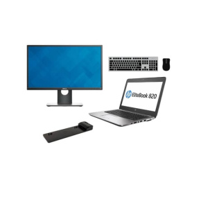 Notebook HP EliteBook 820 G3 (Touchscreen) + Docking station HP DIB Ultra Slim B9C86AV + Monitor Dell Professional P2417H 24" - Repas