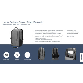 Lenovo Business Casual 17-inch Backpack - batoh