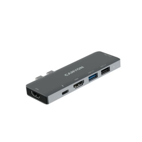 Canyon DS-5, 7v1 hub pre MacBook, USB-C Power delivery, 1xUSB 3.0, 1xUSB 2.0, 2xHDMI, TF a SD reader