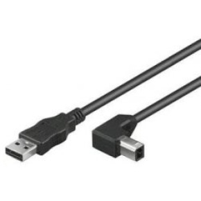 PremiumCord Kábel USB 2.0, A-B, 2m so zahnutým USB-B konektorom 90°