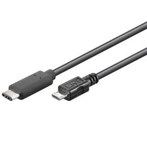 PremiumCord USB-C/male - USB 2.0 Micro-B/Male, čierny, 1m