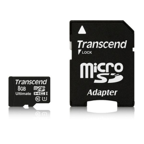 Karta TRANSCEND MicroSDHC 8GB Ultimate, Class 10 UHS-I 600x, MLC + adaptér