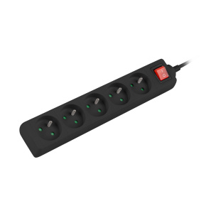 Predlžovací kábel Lanberg PS1 5 zásuvky 3m vypínač čierna