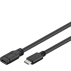 PremiumCord Prevodník Predlžovací kábel USB-C M/F, čierny, 1m