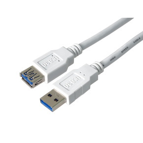 PremiumCord Predlžovací kábel USB 3.0 Super-speed 5Gbps A-A, MF, 9pin, 1m biela