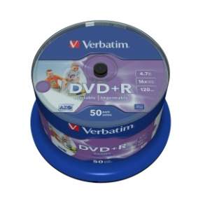 VERBATIM DVD+R(50-Pack)Cake/Print/16x/4.7GB/NoID