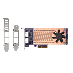 QNAP QM2 series, 2 x PCIe 2280 M.2 SSD slots, PCIe Gen3 x 4, 2 x Intel I225LM 2.5GbE NBASE-T port