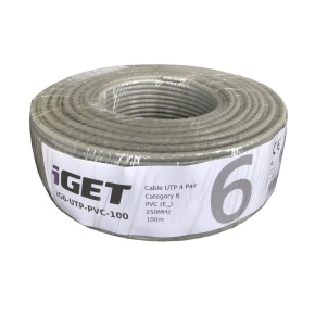Inštalačný kábel iGET CAT6 UTP PVC Eca 100m/box, kábel drôt, s triedou reakcie na oheň Eca