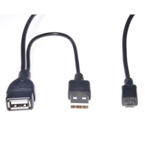 PremiumCord USB redukcia kábel USB A/female+USB A/male - Micro USB/male OTG
