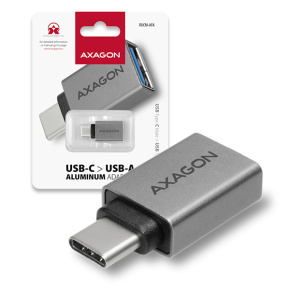 AXAGON RUCM-AFA, redukcia USB-C (M) -> USB-A (F), USB 3.2 Gen 2, 3A, ALU