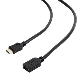 Kábel CABLEXPERT HDMI-HDMI 3m, 1.4, M/F tienený, pozlátené kontakty, predlžovací, čierny