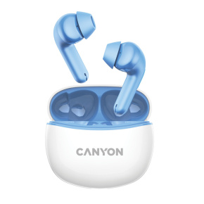 Canyon TWS-5, True Wireless Bluetooth slúchadlá do uší, USB-C nabíjanie, nabíjacia stanica v kazete, modré