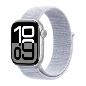 Apple Watch Series 10 GPS + Cellular 42mm Silver Aluminium Case with Blue Cloud Sport Loop