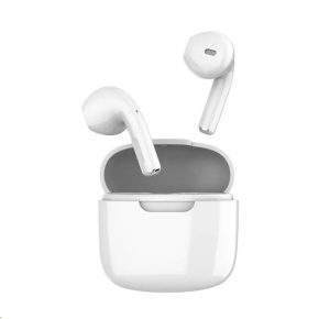 Orava bezdrôtové slúchadlá s mikrofonem, USB-C, dotykové ovládání, do uší, IPX3, bílá