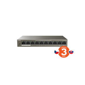 Tenda TEF1110P-8-63W PoE AT switch - 8x PoE 100 Mb/s + 2x Uplink 100 Mb/s, PoE max 63W, fanless, PoE+