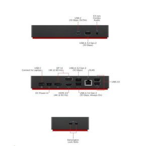 Lenovo ThinkPad USB-C Dock - PD100W (2x DP, 1x HDMI, RJ45, 1x USB-C, 5x USB) max. 3x LCD