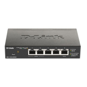 D-Link DGS-1100-05PDV2 5portový gigabitový PoE inteligentný prepínač, bez napájania - napájaný PoE, 2 porty PoE