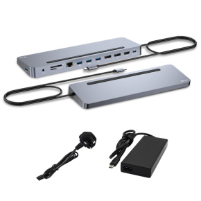 i-tec USB-C Metal Ergonomic 4K 3x Display Docking Station, PD 100W + Charger 100W