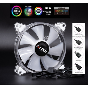 1stCOOL AURA EVO ARGB PWM Crystal 120mm transparentný ventilátor