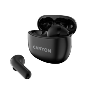 Canyon TWS-5, True Wireless Bluetooth slúchadlá do uší, USB-C nabíjanie, nabíjacia stanica v kazete, čierne