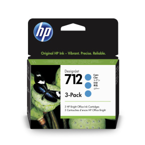 HP 712 Ink. náplň azúrová, trojbalenie, 3ED77A