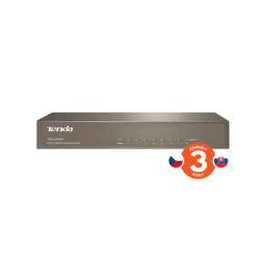 Tenda TEG1008D 8-port Gigabit Switch, 8x 10/100/1000 Mb/s, Fanless-bez ventilátorov, Kov, 9K Jumbo